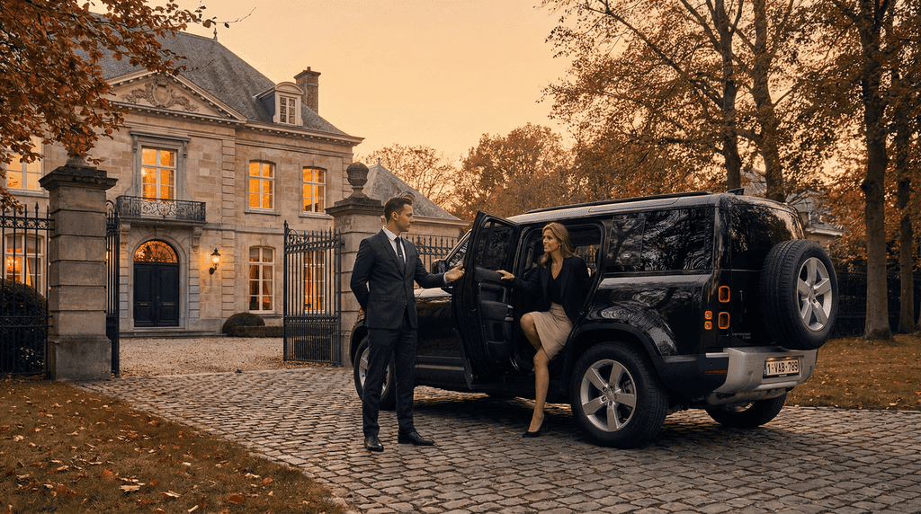 Firstmove discreet transport service beside a luxury vehicle