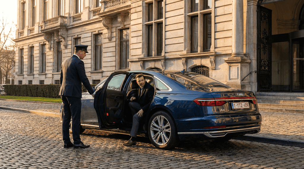 Firstmove chauffeur opening a vehicle door for a client